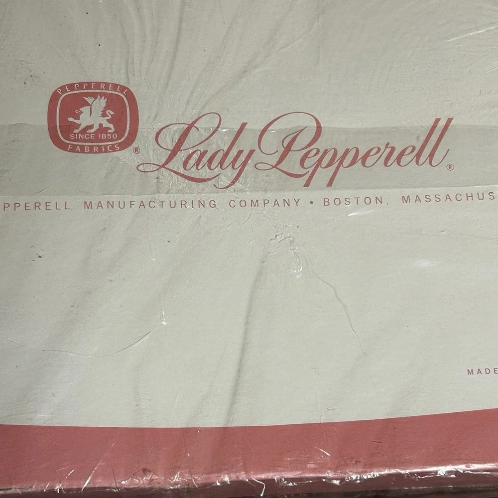 Vtg Lady Pepperell Fine Muslin Full Sheet Set Blue Floral Rose MCM 1950s NOS Box